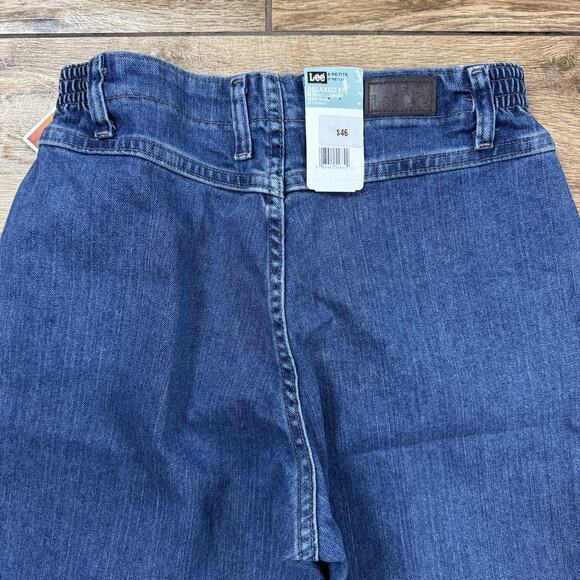 Lee Elastic Side Denim Jeans Woman's 8P Blue Mid Rise Relaxed Fit - Picture 10 of 15